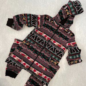 Girls H&M Dachshund Fleece Christmas Onesie Pajamas Size 12